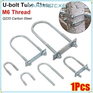 TAMAKOCXE6 1Pcs Pipe U-clamp, Screws With Baffle M8 Round Tube Clamp, Durable Galvanized Q235 Carbon