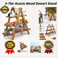 3-Tier Acacia Wood Dessert Stand with Wooden 3 Levels Cupcake Stand Cupcake Cake Stand for Muffin Sn