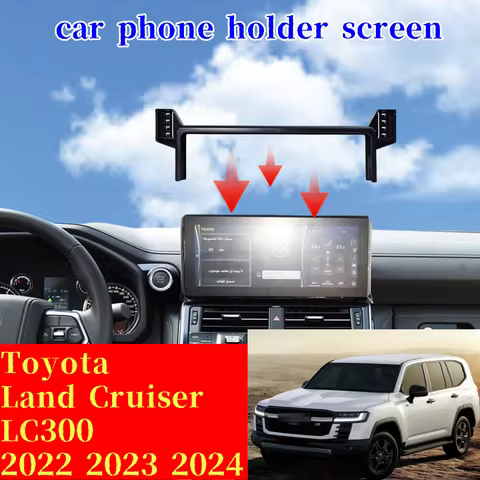 Car Phone Holder Screen Double Bracket For Toyota Land Cruiser LC300 2022 2023 2024 Wireless Chargin