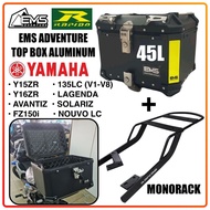 Motorcycle EMS Adventure Box Aluminium Monolock + Rapido Monorack / V Rack motor for YAMAHA 135LC/Y15ZR/Y16ZR/AVANTIZ