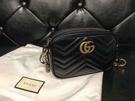 全新真品 Gucci Marmont Matelassé 迷你 MINI 黑色 金鍊 肩背包 448065
