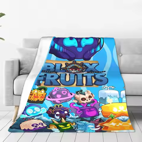 Blox Fruits Gaming Game Blankets Robloxx Flannel Vintage Soft Throw Blankets for Bedding Lounge Wint