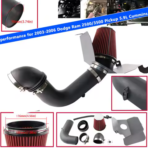 Cold Air Intake Kit with Filter Heat Shield for 2003-2006 2007 Dodge Ram 2500/3500 Pickup 5.9L Cummi