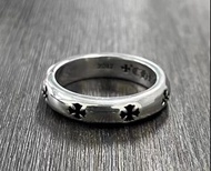 Chrome Hearts 凹十字花圓閏 戒指 男女同款情侶款 銀色