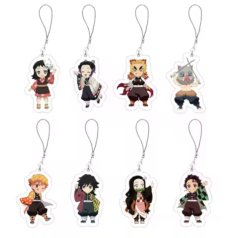 Acrylic Kimetsu No Yaiba Phone Charms Funny Pendant Small Pendant Keyring Anime Kimetsu No Yaiba Mob