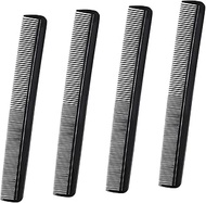 Black Portable Hair Comb for All Hair Types, All Purpose Hair Comb - 7.67 Inch, Set of 4, Fine Teeth