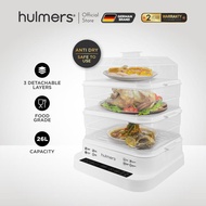 Hulmers - 3 Layers Electric Food Steamer Detachable Tray with 26L Big Capacity, Pengukus Elektrik 26