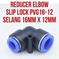 PVG16-12 PVG 16-12 Pneumatic Connector Elbow Fitting L Reducer Slip Lock Hose 16mm to 12mm Connector