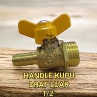 KRAN GAS ELPIJI DRAT LUAR / DALAM 1/2" KUNINGAN GAS COCK DRAT DALAM STOP KRAN ANGIN DAN GAS 3/8" KER