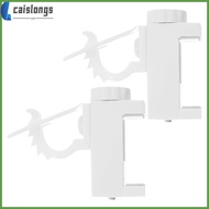 caislongs  2 Pcs Curtain Hooks Self Adhesive Rod Holders No Drill Adjustable Clip-On Bracket Cupboard White Abs Pp