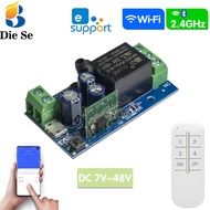 EWeLink Smart WIFI Switch Module DC 12V 48V Relay Receiver 2.4GHz Remote Control Work with Alexa,for LED Fan Garage Door System