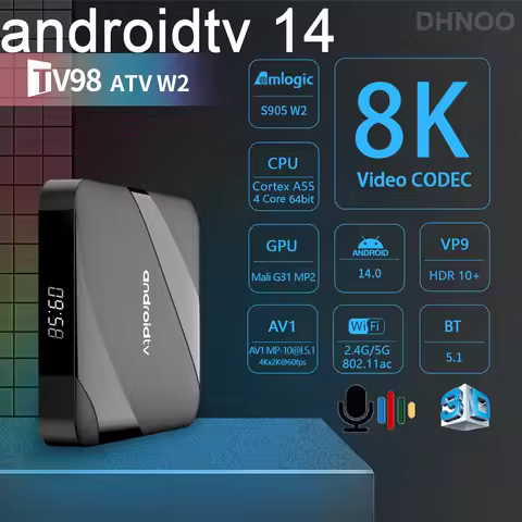 Android TV Box 4K Android 14 8K HD S905 W2 Dual WiFi 5G BT5.0 Voice Remote AV1 3D Media Player 32GB 