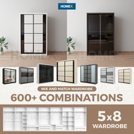 FREE INSTALL Almari Baju Wardrobe Sliding Door Anti-Jump Cabinet Clothes 5ft x 8ft 5x8 Mirror Cermin