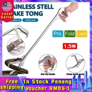 【Malaysia Spot Sale】1.5M Snake Tongs Snake Tweezers Snake Clamp Catcher Reptile Grabber Universal Foldable Stainless Steel Snake Predator Tong Penangkap Ular