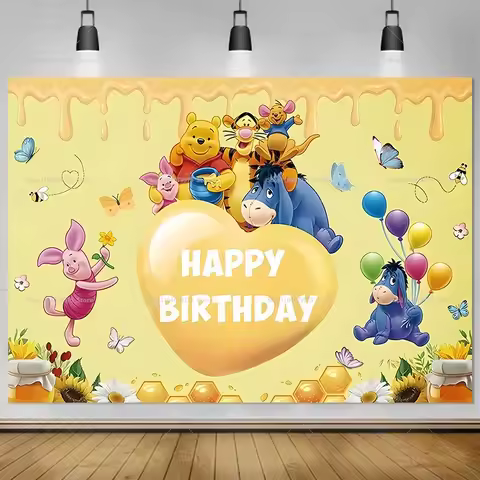 Welcome Baby Backdrop Vintage Winnie The Pooh Baby Shower Photography Background Kids Birthday Party