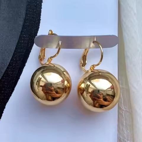 Smooth Ball-Shape Drop Dangle Earring for Women Creative White/Golden/Rosegold Pandent Earring Charm