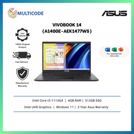 Asus Laptop VivoBook 14 A1400E-AEK1477WS 14'' FHD Indie Black ( I3-1115G4 , 4GB, 512GB SSD, Intel, W11, HS )