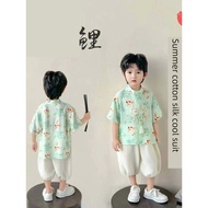 Boys 39 Spring and Autumn New Chinese Simple Hanfu Suit 2025 New Children s Retro Mid Autumn Cool Tw