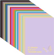 Phinus 42 Sheets Colored Cardstock, Cardstock Printer Paper 8.5 X 11 Inches 21 Assorted Colors, Card