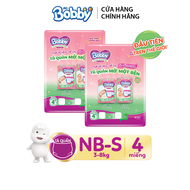 GIFT - Combo 2 Tã/bỉm quần Mở Một Bên Bobby size NB-S 4 miếng