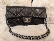Chanel 黑色蛇皮菱格鏈條手袋chanel wallet on chain bags Chanel WOC classic flat bags chanel袋 chanel包