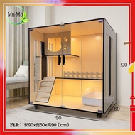 Cat Villa Solid Wood Cat Cage Cat House Waterproof Cat House 2 Level Pets Cages Cat House Indoor Dog