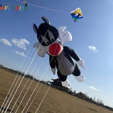 New Arrival Soft Inflatable 6M big cat kite pendant 40d ripstop nylon For Adults High Quality Colorf