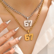Personalized Jersey Number 67 Stainless Steel Pendant Necklace Athlete Chain Basketball Football Rug