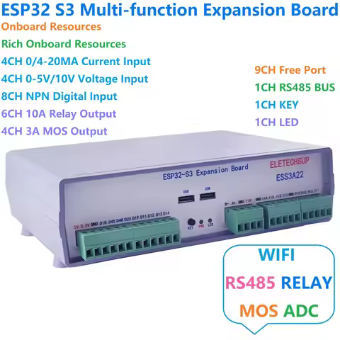 RS485 WIFI Programmable Controller Smart Home IOT DIY ESP32 S3 Box 4-20MA 0-10V PLC Expansion Board 