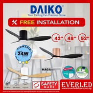 [FREE INSTALLATION] DAIKO Haga PRO DC Ceiling Fan with 24W Tri-Color DIMMABLE LED Powered by Philips