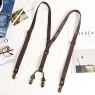 Unisex British Style Strap YShaped Suspender Pants Suspenders puRetro Strap Clip Strap Clip Tide