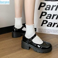 LACYES Lolita Shoes, Y2k Spring/Autumn High Heels Shoes, Fashion Black Gothic JK Leather Shoes for W