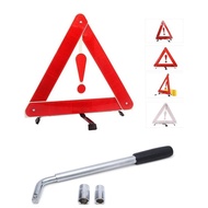 Set of 1 eight reflective warning signs and 1 tire wrench