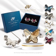 Sv Premium Classic Elegant Butterfly Series Austria Scarf Brooch Pin Tudung Klasik Shawl Bawal Mewah With Box