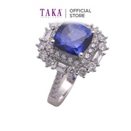 TAKA Jewellery Cushion Cut Lab Grown Blue Sapphire Diamond Ring 10K