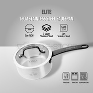 iGOZO ELITE 304 Stainless Steel 16CM Saucepan Kitchen Cookware With Glass Lid Pot Pan Periuk Memasak