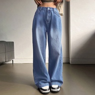 Clashe Loose Jeans Wide Leg High Waist Korean Style Seluar Jeans Women dengan Gaya Korea yang Moden 
