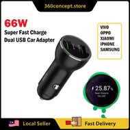 Super Fast 66W Dual USB Turbo Car Charger QC3.0 VOOC/ for Xiaomi, Samsung, iphone, Oppo, Realme, Viv