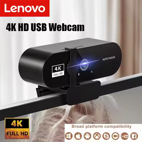 Lenovo 4K HD Webcam 1080P Mini Camera 2K Full HD Webcam Microphone 30fps USB Webcam For Auto Focus P