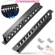 LANFYGOODSS Cable Management, Horizontal Mount 12/24 Slot 19inch Server Rack Wire Organizer, Trunkin