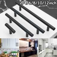 April❤️2~12 Inches Stainless Steel Black T-type Drawer Cabinet Wardrobe Door Pull Handl