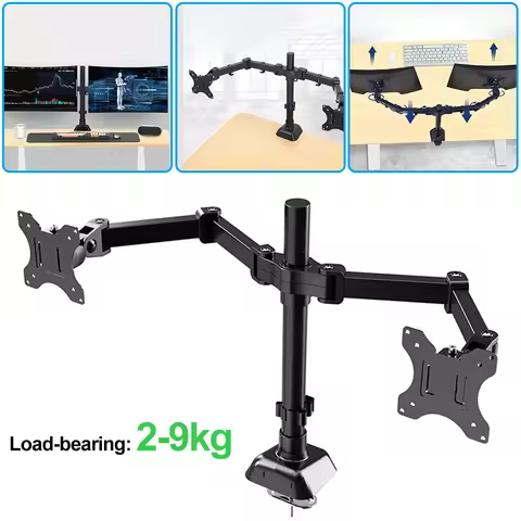 Single/Dual Monitor Desk Mount Holds Up To 19.84 Lbs Monitor Arm Adjustable Height and Angle For 17 