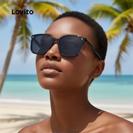 (trendy2)Lovito Casual Sunglasses Plain All-Match Basic Full Rim Sunglasses for Women L34AD057 (Blac