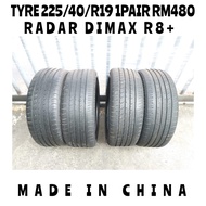 🇯🇵🇯🇵  Tyre 225 / 40 / R19 Radar Dimax R8+ Tyre  / Tayar