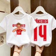 Arsenal Player Gyokeres 14 Printed Tshirt Budak Lelaki Ready Stock 100% Cotton Premium Fashion Short