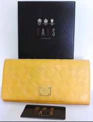 【中古探寶S】🔵DAKS LONDON 長夾🔵皮夾 皮包 錢包 零錢 拉鍊 黃色 金色 品牌 精品 名牌 英國 女生