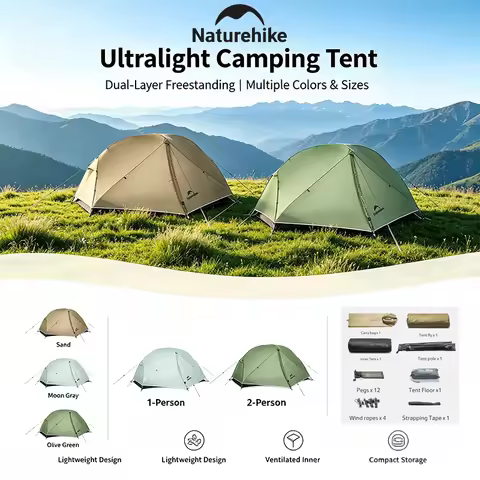 Naturehike Mongar UL Tent 1-2 Person Ultralight 15D Nylon Rainproof Double Layer Camping Outdoor Hik