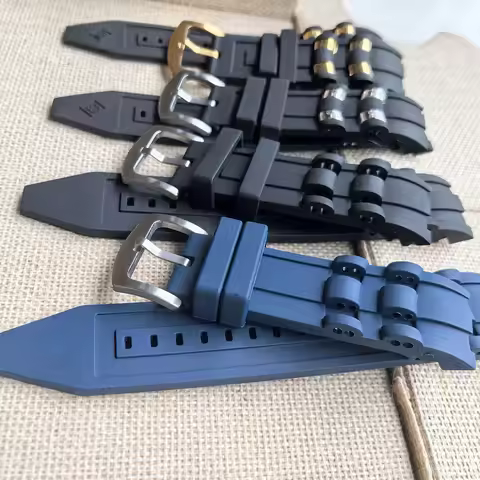 26mm Rubber Watch Strap Accessories Gold/Silver Metal Pellet Wristband Compatible for Invicta Watchb
