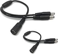 2 Pack 12 Volt DC Splitter Cable, 1 Male to 2 Female Y-Splitter 5525 5.5x2.1mm 20W, 1.96 Ft/60cm Pow