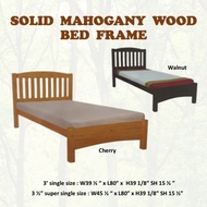 HUBERT Mahogany Solid Wooden Single / Super Single Bed Frame In Cherry &amp; Walnut Color